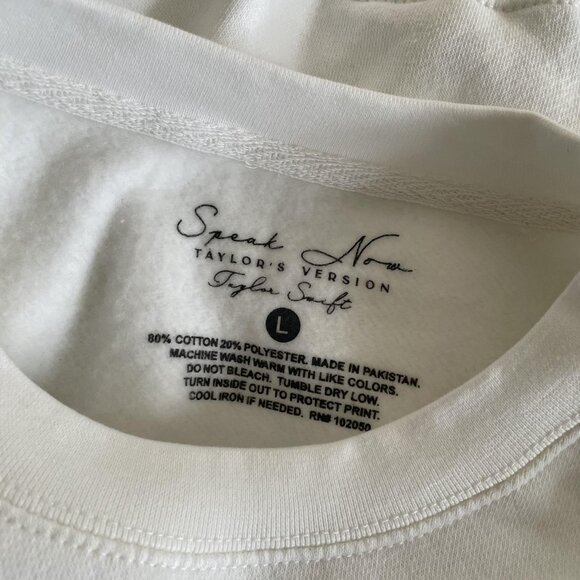 Taylor Swift Sweatshirt Womens Large White Speak Now Taylor's Version Crewneck - Picture 5 of 8